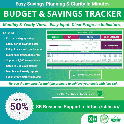 Month and Yearly Budget & Savings Tracker
