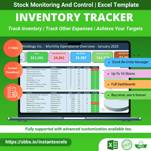Excel Ecommerce Inventory & Shop Manager