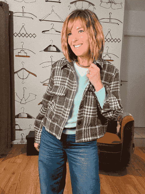 Veste Chanelisante beige/azur