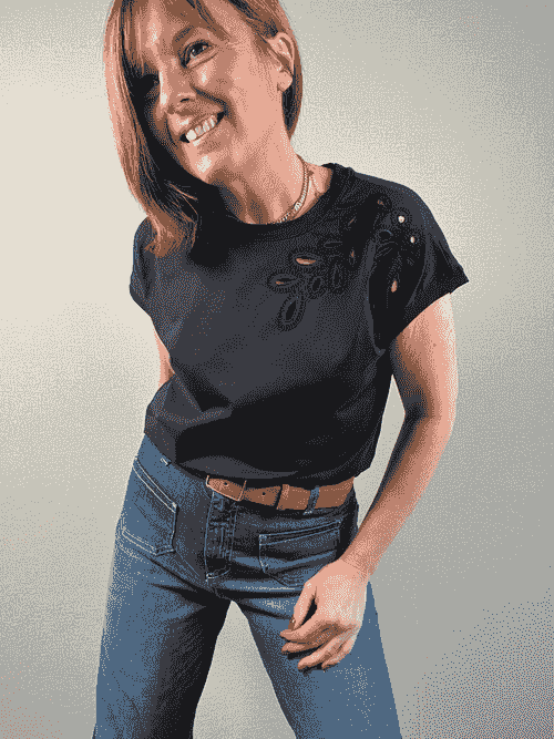 T-shirt brodé épaule noir 