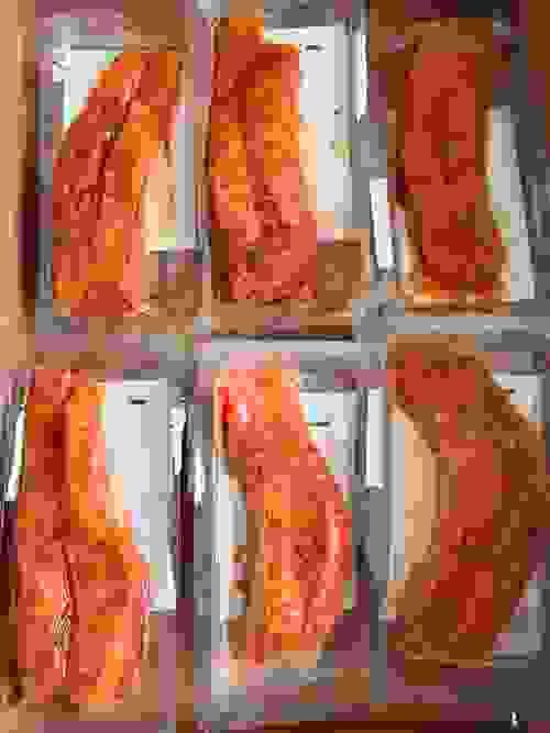 Marinated salmon portions