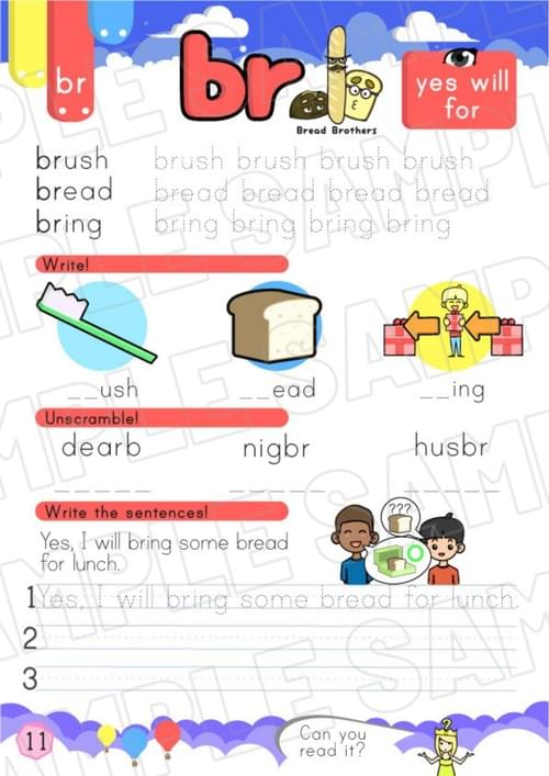 Bread Brothers CP3 Worksheet – br Sound Practice (P11–12 + Bonus Pages)