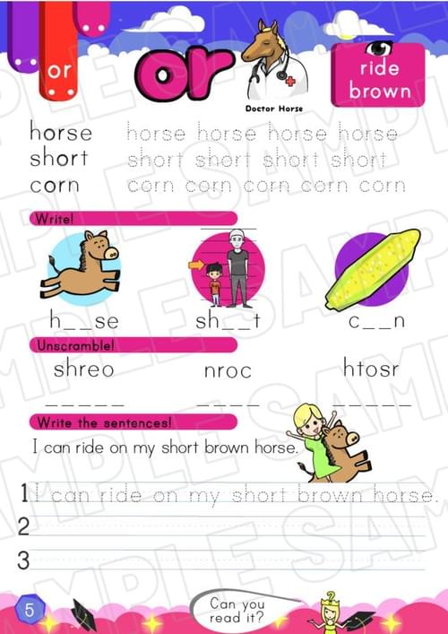 Doctor Horse CP4 Worksheet – or Sound Practice (P5-6 + Bonus Pages)