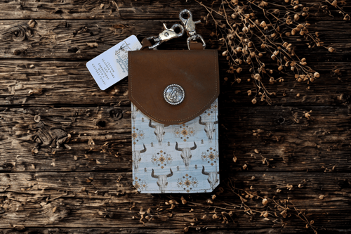 Steer Head Embossed Leather Hip Bag