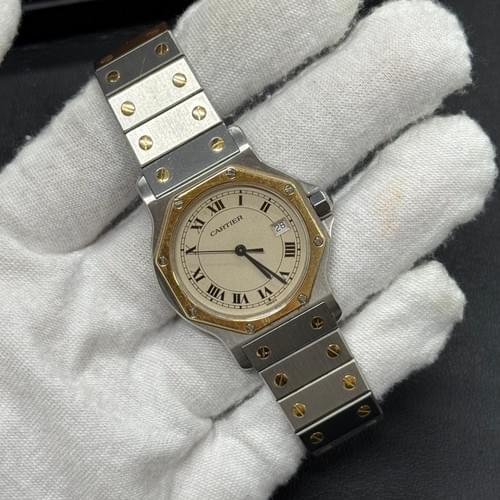 Cartier SS K18YG Wristwatch Santos Octagon