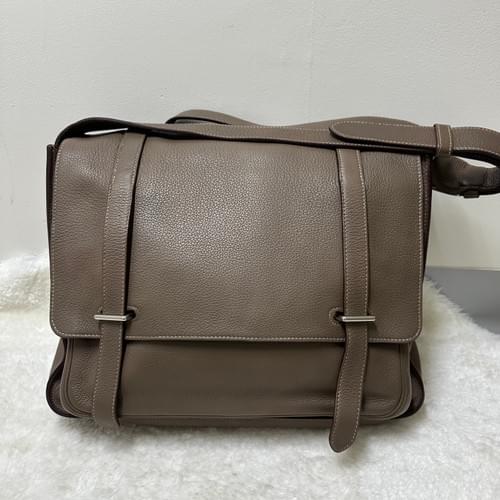 Hermes Steve Buzas 35 Taurillon Clemence Taupe Silver Hardware