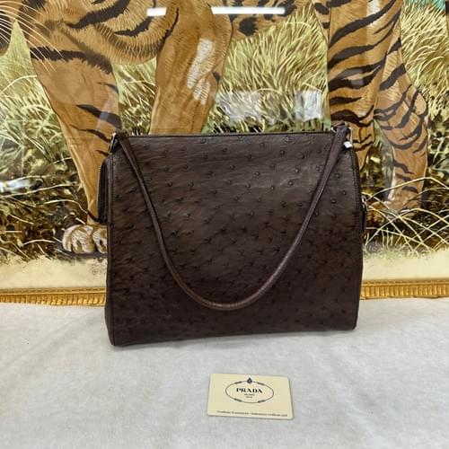 Prada ostrich leather shoulderbag