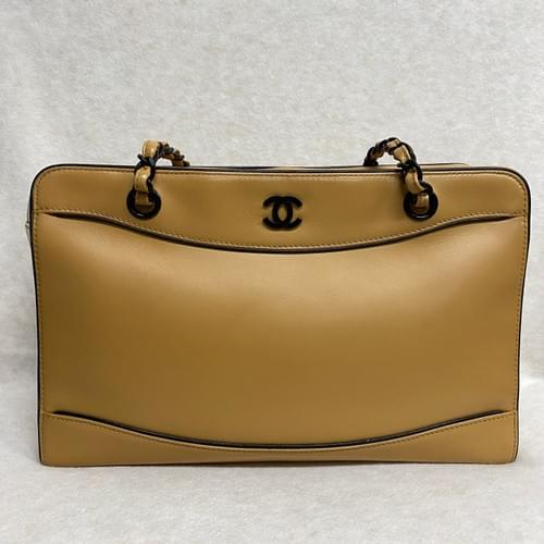 Chanel Shoulder Bag Chain Shoulder Bag Coco Mark Camel x Black