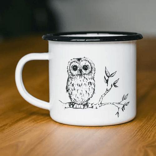 Stainless Steel Enamelware Mug, Owl - Letters From Bear