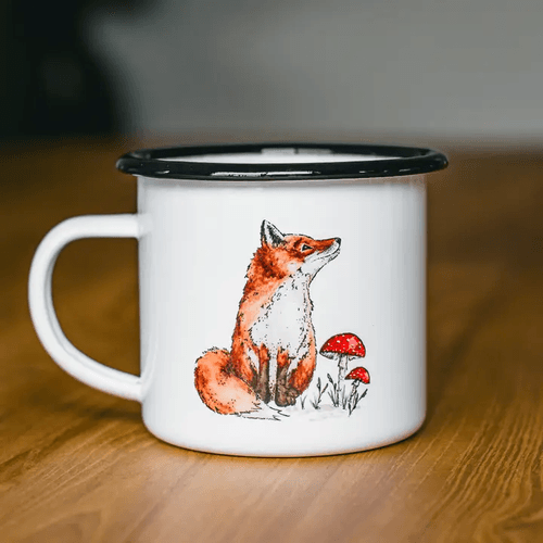 Stainless Steel Enamelware Mug, Fox - Letters From Bear