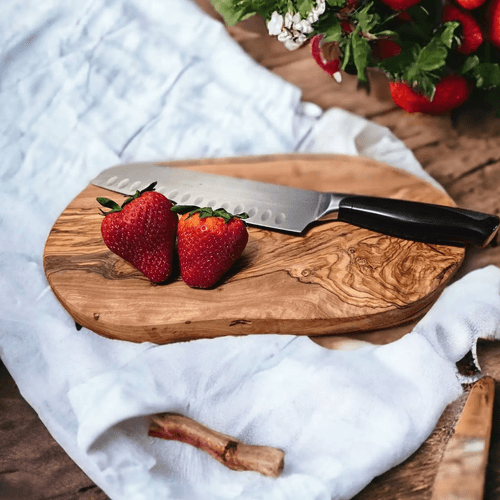 Olive Wood Chopping Block Cutting Board/Candle Display - MZ Fine Designs