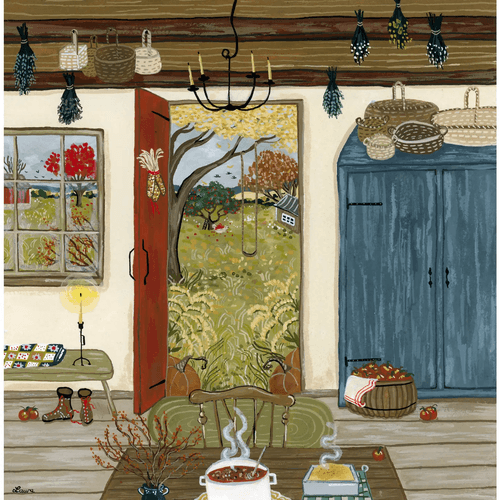 Autumn Dinner Art Print - Chimney Smoke Art