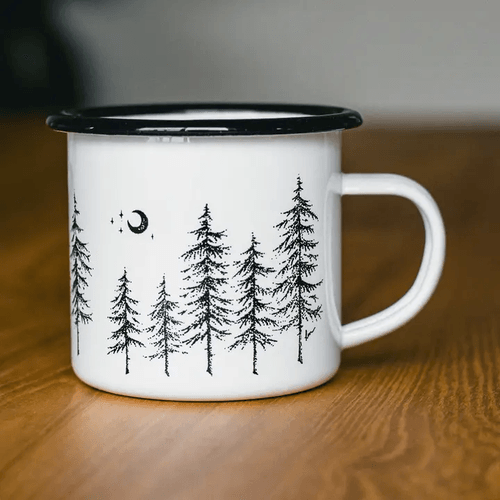 Stainless Steel Enamelware Mug, Northwoods - Letters From Bear