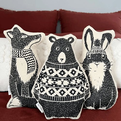 Woodland Forest Animal Printed Shaped Pillows/Stuffies - Fox & Fables