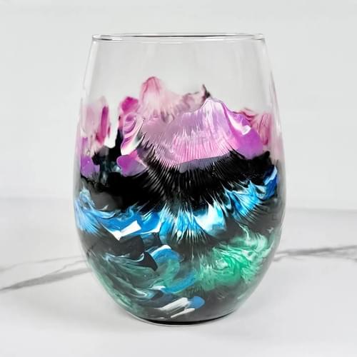 Hand-Painted Wine Glass, Northern Lights - Madison Marti Designs
