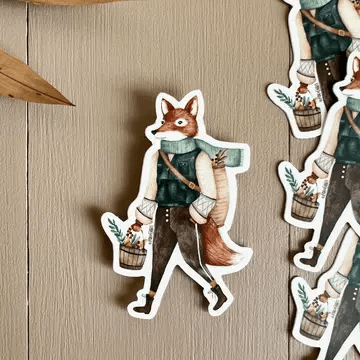Foraging Fox Character Vinyl Sticker