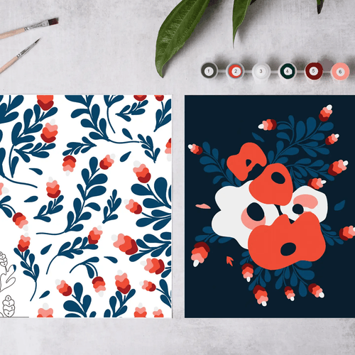 Red, White & Bloom Paint-By-Number Kit
