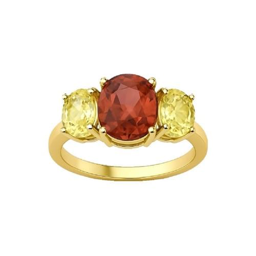 Ring "The Lollipop" mit 2 gelben Zirkon und 1 purple Spinel Grösse 52