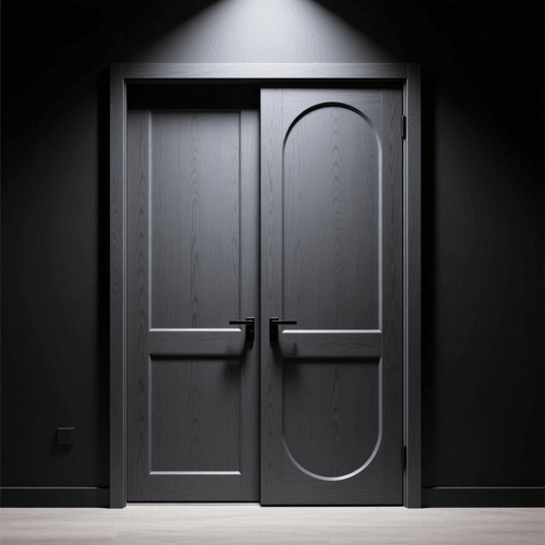 Gray Interior Double Wood Door