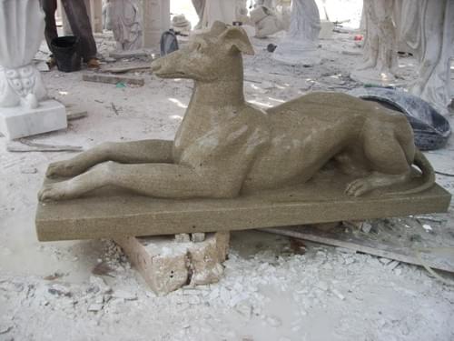 Nature stone hand carved dog for outdoors decoration animal sculpture