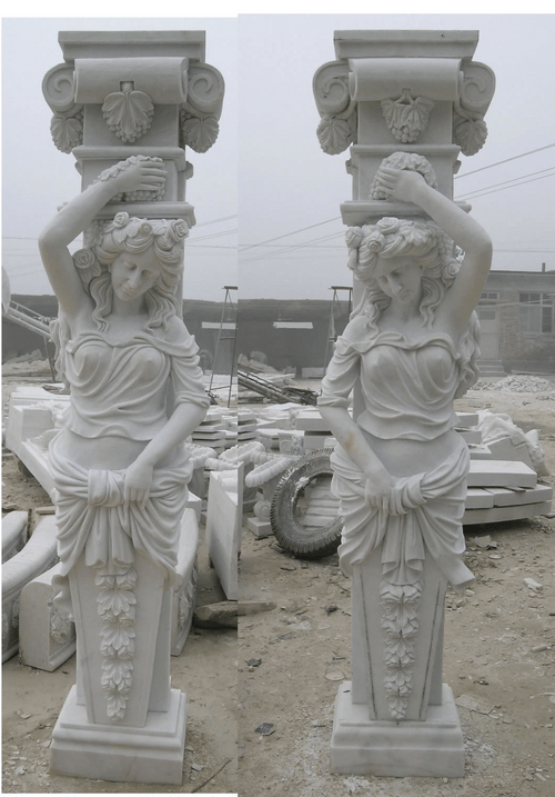 Hand carved nature stone column for outdoor usage stone carvings