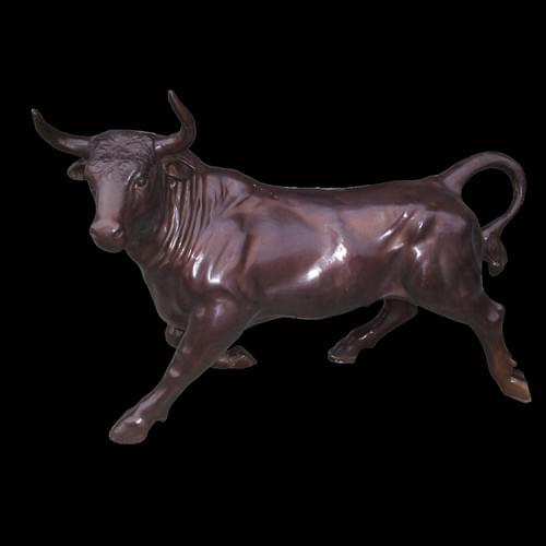 Cast bronze bull hand carved bronze animal sculpture for outdoors decoration