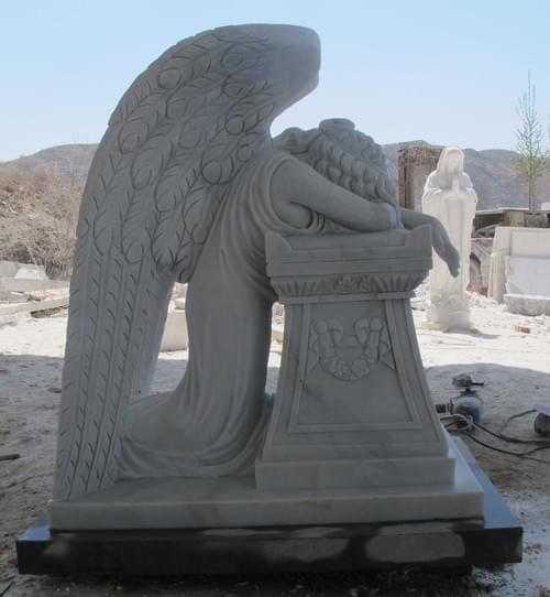 White marble hand carved angel staue for outdoors decoration