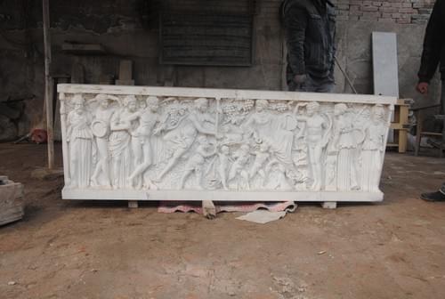 Hand carved stone relief for ourdoors decoration