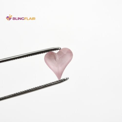BlingFlair Sweet Heart Shape Pink Color Glass Pointed Back Fancy Rhinestones