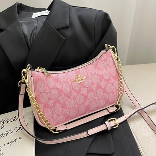 Coach Pink Signature Crossbody Bag Stylish Women's Handbag