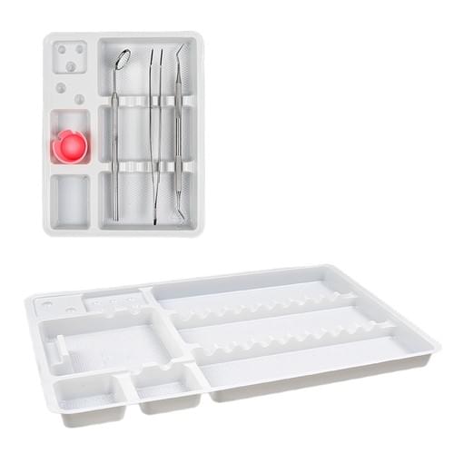 Dental Tool Organizer Tray White Plastic Storage for Dental Instruments & Accessories