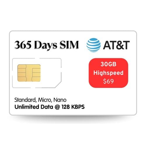 365 Days 30GB Full Speed, thereafter 128kbps IoT Data SIM