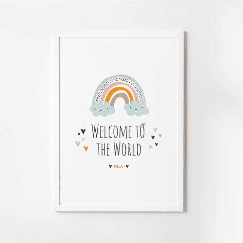 Geburtsposter REGENBOGEN mit Namen und Geburtsdaten