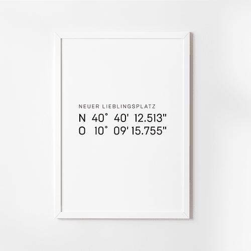 Zuhause Poster NEUER LIEBLINGSPLATZ mit GPS Koordinaten