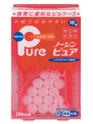 【日本直送】日本Norshin腦新製藥 Pure 生理止痛藥 月經速效止痛 退燒 女性用 粉色 方便攜帶小盒版 16錠/盒 大阪實體藥妝店直送