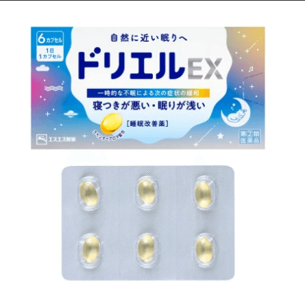 【日本直送】日本白兔製藥 ドリエルEX 速效加強版 助眠安眠 治療不眠症 失眠症 中途睡醒 睡眠維持困難 6粒/盒 大阪實體藥妝店直送