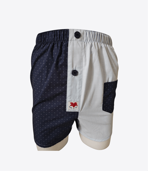 Caleçon Homme - Femme - Bleu marine à motifs & uni blanc| Taille M | REF M143