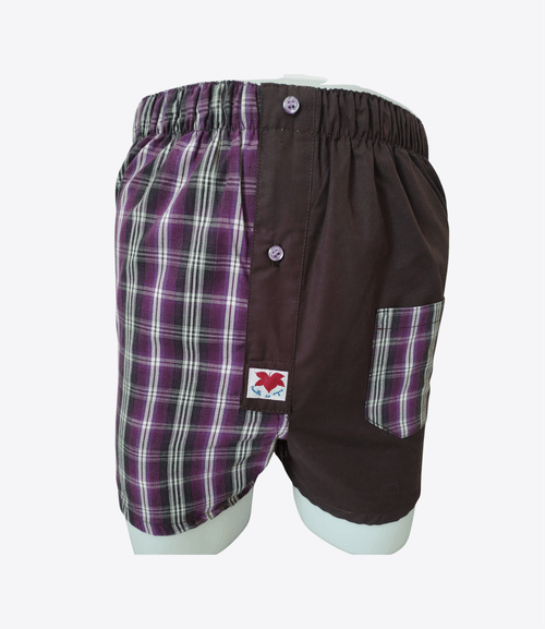 Caleçon Homme - Femme - Marron uni et Carreaux | Taille M | REF M131