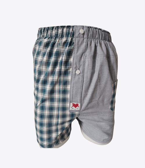 Caleçon Homme - Femme - Carreaux vert et gris uni | Taille XL | REF XL76