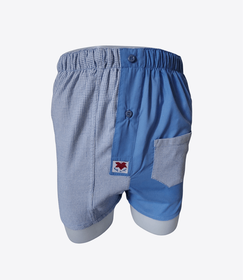 Caleçon Homme - Femme - Bleu clair à petits carreaux| Taille M | REF M145