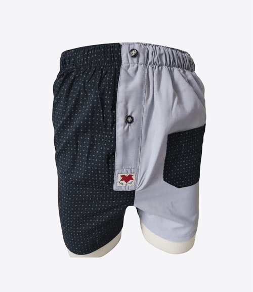 Caleçon Homme - Femme - Bleu Marine avec petits motifs et bleu ciel uni | Taille XL | REF XL82