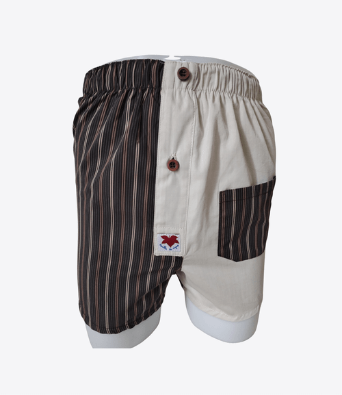 Caleçon Homme - Femme - beige uni & Rayures marron | Taille XL | REF XL90