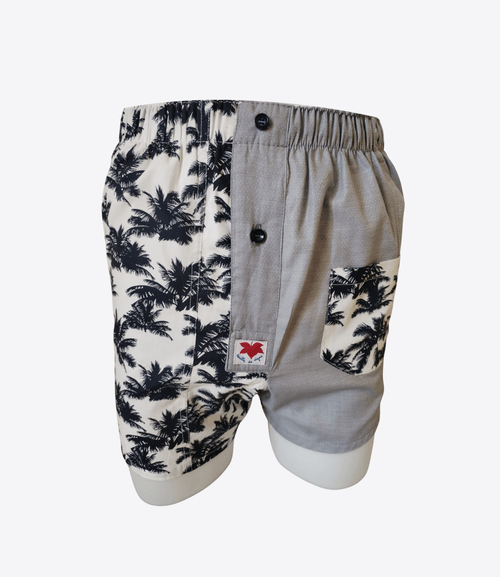 Caleçon Homme - Femme - Blanc avec fleurs & gris uni | Taille M | REF M149