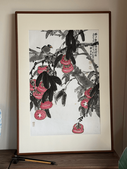 《柿柿如意》谢远新教授原创手绘国画