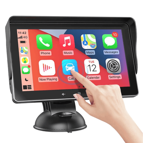 7-inch HD Double Din Car Stereo with Wireless CarPlay, Android Auto, Mirror Link, and Navigation