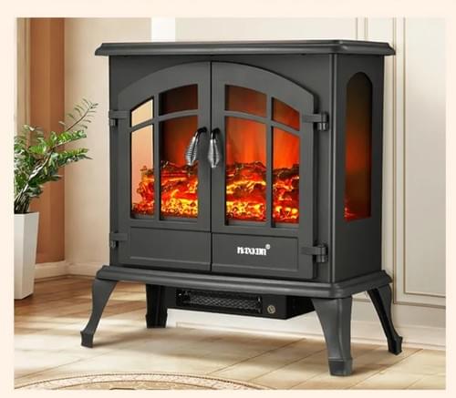 Freestanding 22-inch Electric Fireplace Stove Heater Thermostat 3D Flame Effect