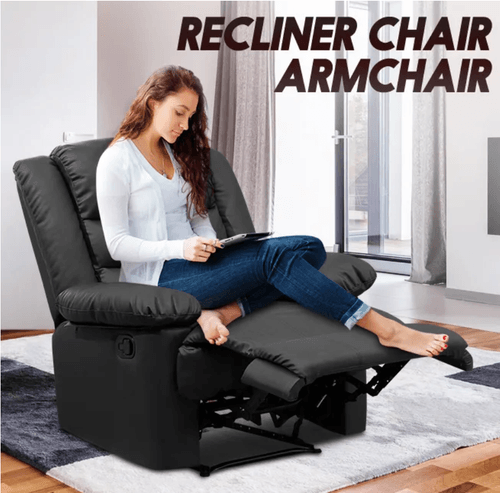 Luxury Armchair Lounge Recliner Chair Leather Reclining Chair Black
