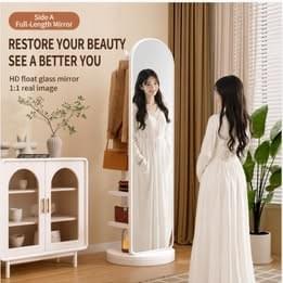 Rotating Full Length Mirror with Coat Rack & Storage Shelves