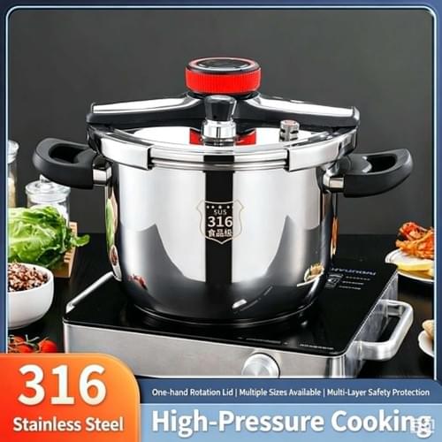 316 Stainless Steel Pressure Cooker 8L, Safe Explosion‑Proof, Fits All Stovetops