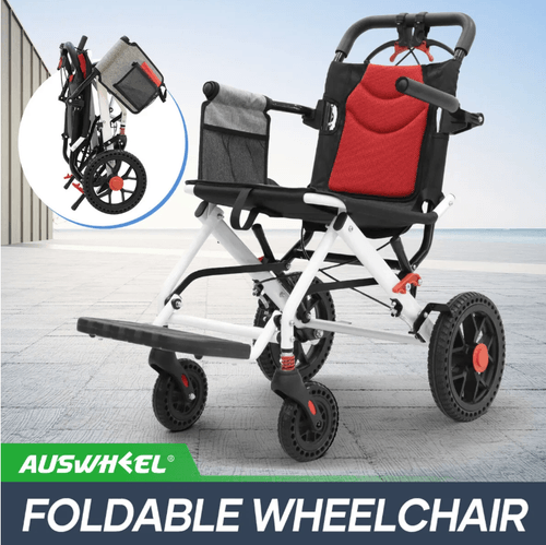 12-inch Lightweight Manual Wheelchair Foldable Wheelchair Brake Mobility Aid